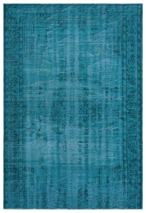 Atina Turquoise Vintage Wool Handmade Area Rug 6'5" x 9'3"
