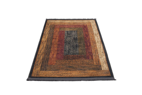 Orange Area Rug - Bergen Frame Design Digital Print Cotton Chenille Carpet