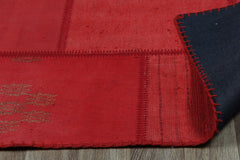 Handmade Patchwork Rug - Red Cotton Area Rug | Flatweave, Anti Slip, Durable