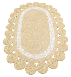 Modern Jute Rug - Beige Oval Knit Rug | Eco Friendly, Dust Free Carpet