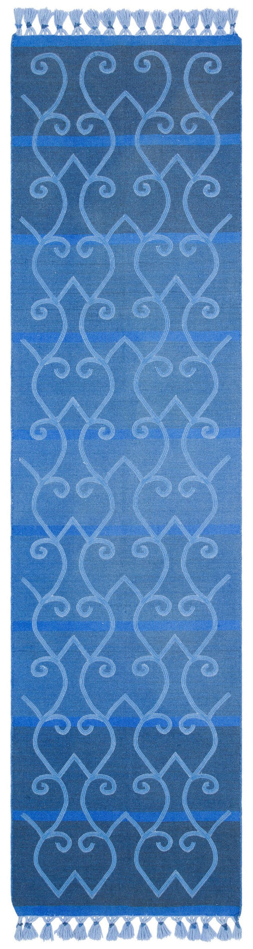 Girit Blue Geometric Wool Handmade Area Rug 2'6" x 9'10"