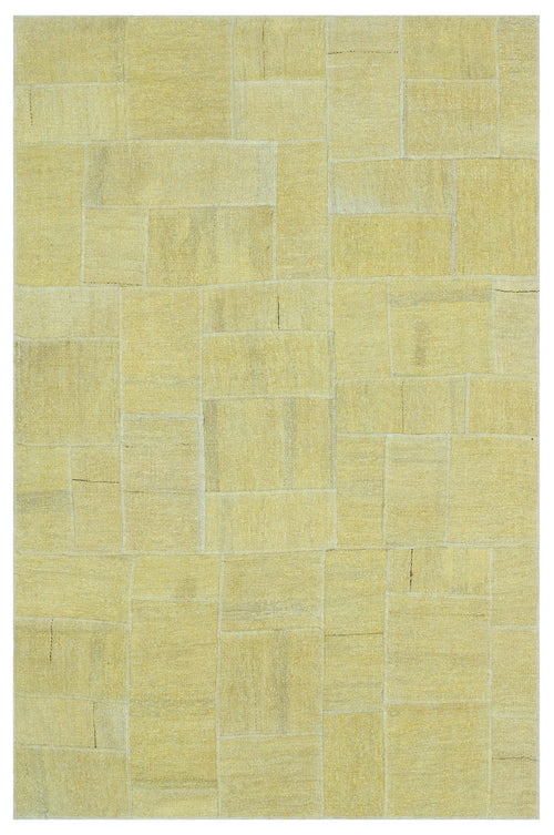 Teselya Purple Patchwork Wool Handmade Area Rug 4'3" x 6'5"