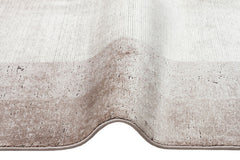 Machine Made Area Rug - Beige Bordered Flatweave Carpet for Living Room