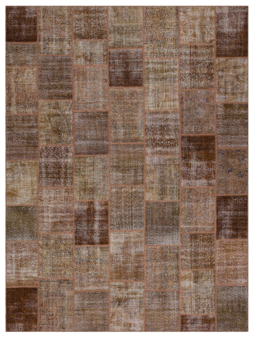 Iskece Brown Vintage Wool Handmade Area Rug 9'1" x 12'0"