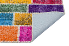 Iskece 29556 Beige Patchwork Wool Handmade Area Rug 3'8" x 7'10"