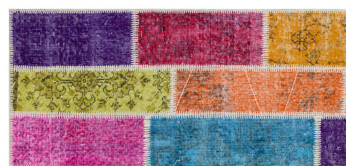 Iskece 29556 Beige Patchwork Wool Handmade Area Rug 3'8" x 7'10"