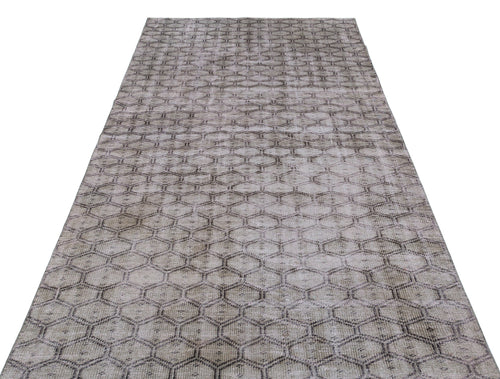 Atina Grey Vintage Wool Handmade Area Rug 4'11" x 8'6"