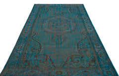 Atina Turquoise Vintage Wool Handmade Area Rug 5'10" x 9'8"