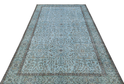 Atina Blue Vintage Wool Handmade Area Rug 5'7" x 9'1"