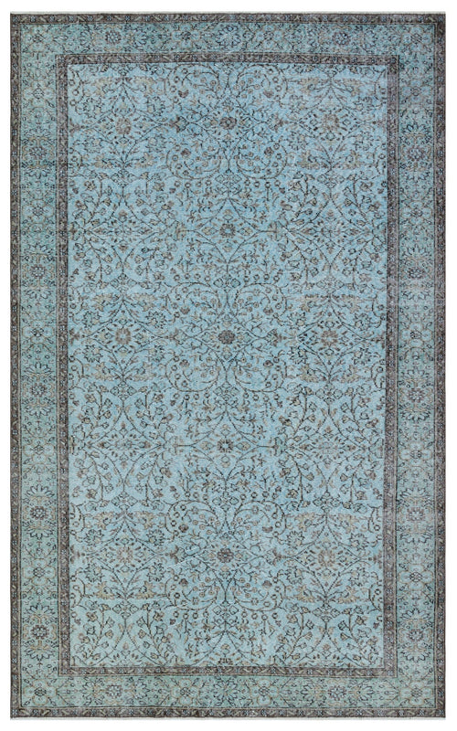 Atina Blue Vintage Wool Handmade Area Rug 5'7" x 9'1"