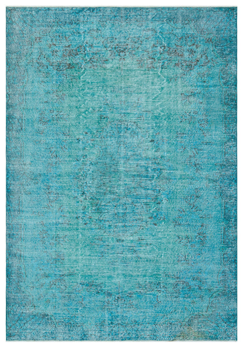 Atina Turquoise Vintage Wool Handmade Area Rug 6'3" x 9'5"