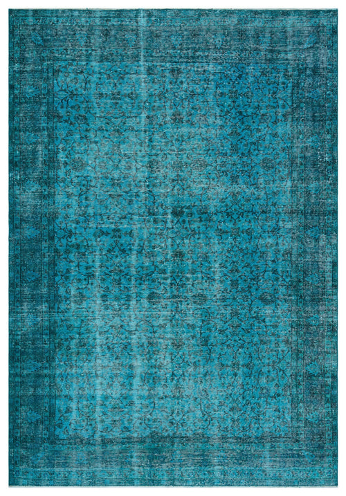 Atina Turquoise Vintage Wool Handmade Area Rug 6'10" x 9'6"