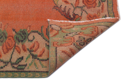 Atina Orange Vintage Wool Handmade Area Rug 5'3" x 8'11"