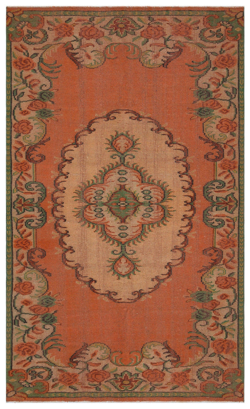 Atina Orange Vintage Wool Handmade Area Rug 5'3" x 8'11"