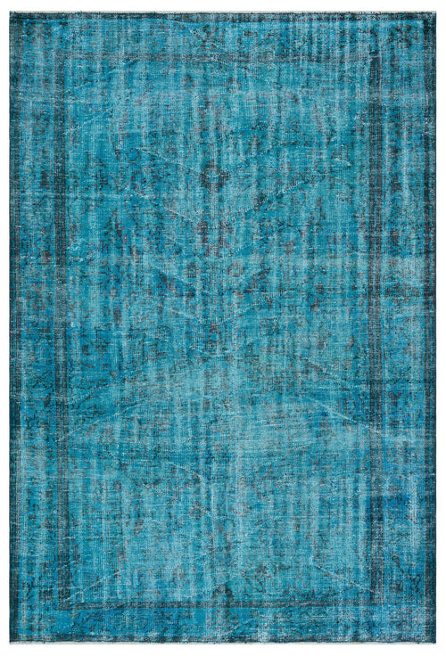 Atina Turquoise Vintage Wool Handmade Area Rug 6'5" x 9'1"