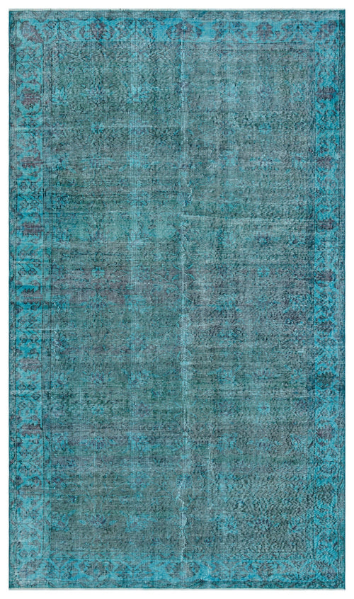 Atina Turquoise Vintage Wool Handmade Area Rug 5'3" x 9'1"