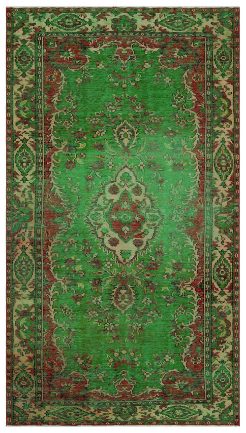 Atina Green Vintage Wool Handmade Area Rug 5'2" x 9'4"