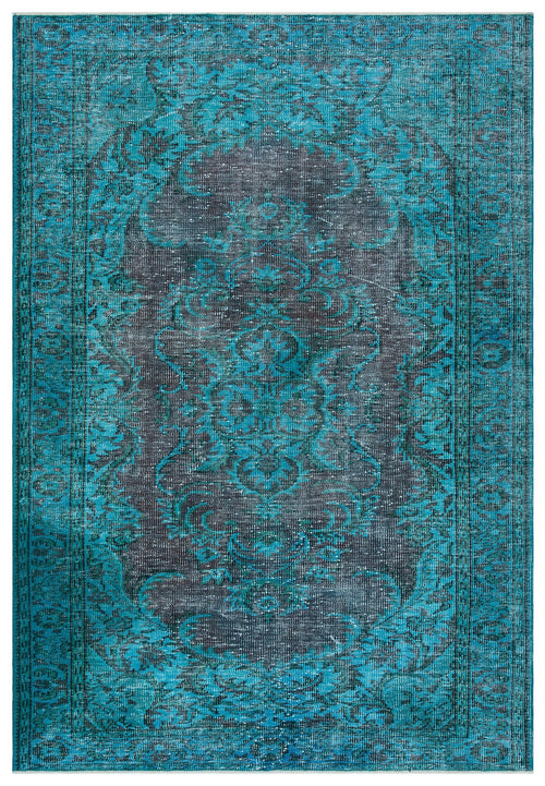 Atina Turquoise Vintage Wool Handmade Area Rug 5'9" x 8'6"