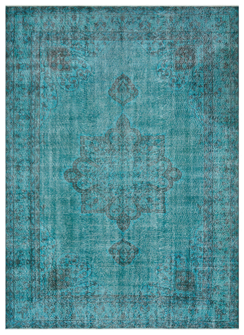 Atina Turquoise Vintage Wool Handmade Area Rug 7'3" x 10'1"