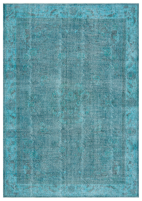Atina Turquoise Vintage Wool Handmade Area Rug 7'1" x 10'1"