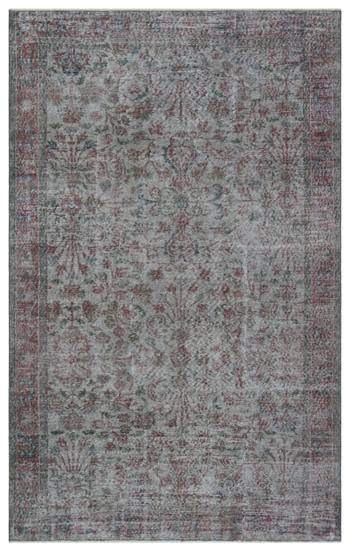 Atina Grey Vintage Wool Handmade Area Rug 5'6" x 8'10"