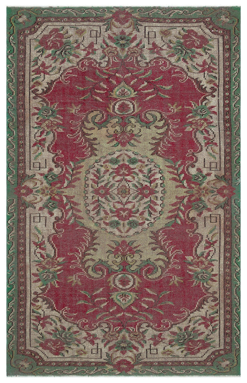 Atina Green Vintage Wool Handmade Area Rug 5'2" x 8'8"