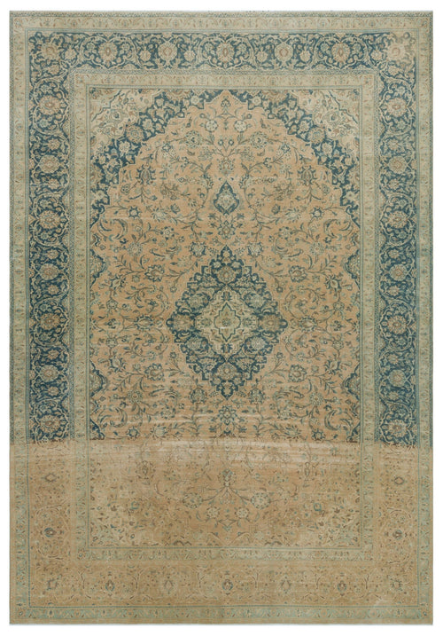 Epir Beige Vintage Wool Handmade Area Rug 9'0" x 13'1"