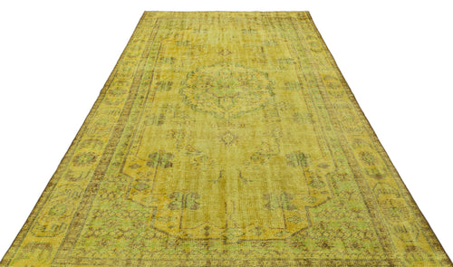 Atina Yellow Vintage Wool Handmade Area Rug 6'1" x 10'4"