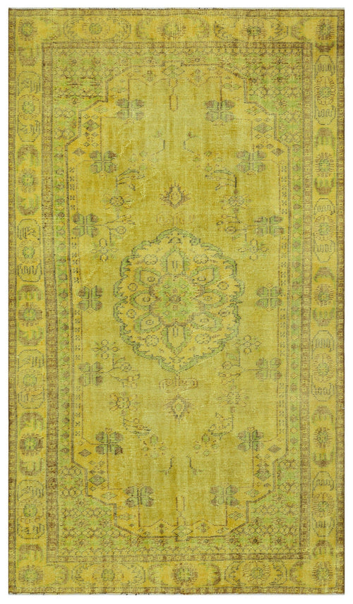 Atina Yellow Vintage Wool Handmade Area Rug 6'1" x 10'4"