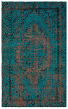 Atina Turquoise Vintage Wool Handmade Area Rug 5'1" x 11'5"