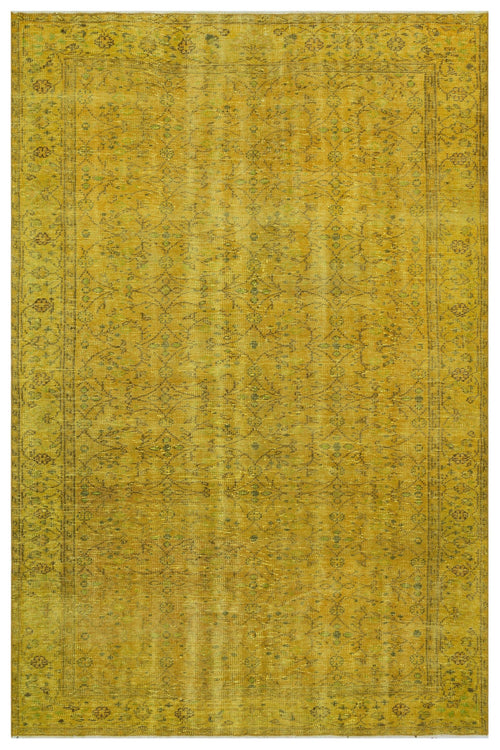 Atina Yellow Vintage Wool Handmade Area Rug 6'0" x 9'3"