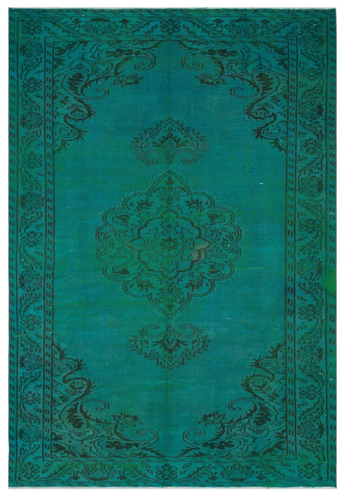 Atina Turquoise Vintage Wool Handmade Area Rug 5'10" x 8'4"
