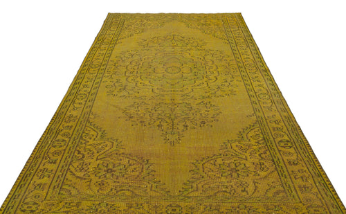 Atina Yellow Vintage Wool Handmade Area Rug 5'10" x 9'5"