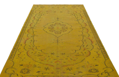 Atina Yellow Vintage Wool Handmade Area Rug 5'3" x 8'2"