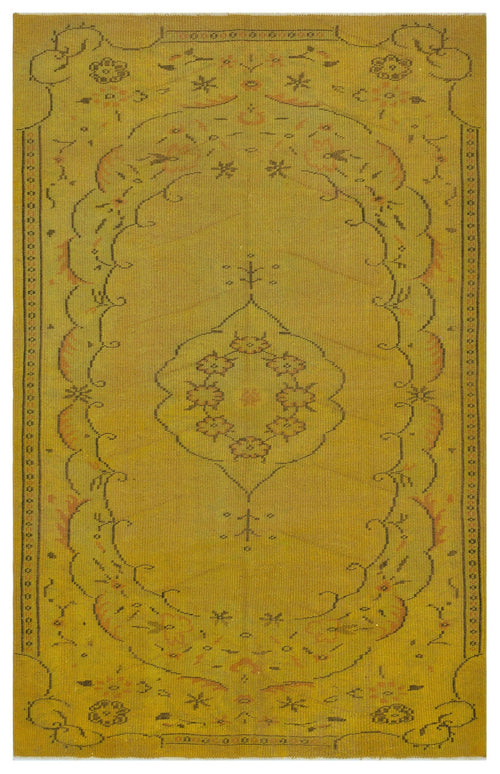 Atina Yellow Vintage Wool Handmade Area Rug 5'3" x 8'2"