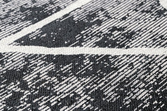 Geometric Area Rug - Black Grey Cotton Chenille Digital Print Carpet for Living Room