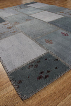 Handmade Patchwork Rug – Grey Cotton Area Rug | Flatweave Hemp Carpet