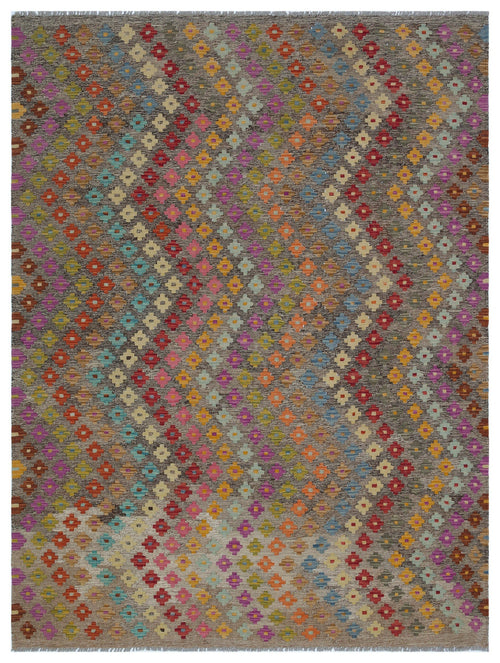 Selanik Brown Vintage Wool Handmade Area Rug 5'2" x 8'11"