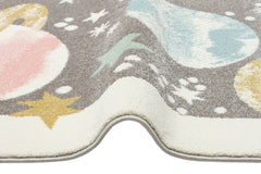 Kids Galaxy Rug – Non Slip Flatweave Grey Carpet With Soft Pile for Playroom