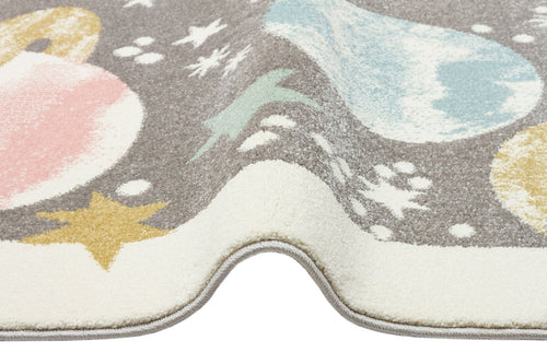 Kids Galaxy Rug – Non Slip Flatweave Grey Carpet With Soft Pile for Playroom