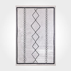 Geometric Area Rug – Washable Non Slip Chenille Cotton Rug With Grey Modern Design