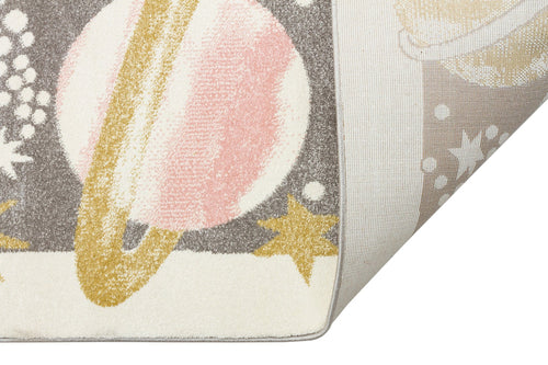 Kids Galaxy Rug – Non Slip Flatweave Grey Carpet With Soft Pile for Playroom