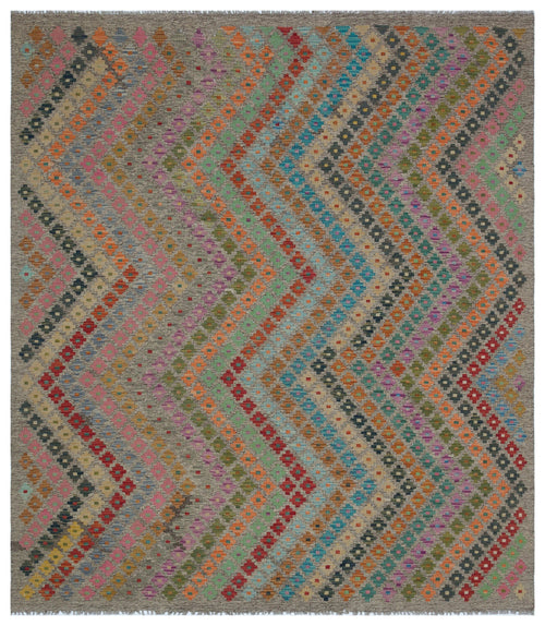 Selanik Beige Vintage Wool Handmade Area Rug 6'10" x 7'9"