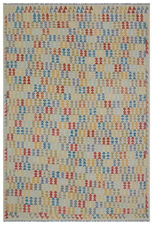 Selanik Beige Vintage Wool Handmade Area Rug 6'7" x 9'8"