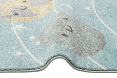 Kids Space Rug – Blue Patterned Children's Carpet With Soft Texture & Anti Slip