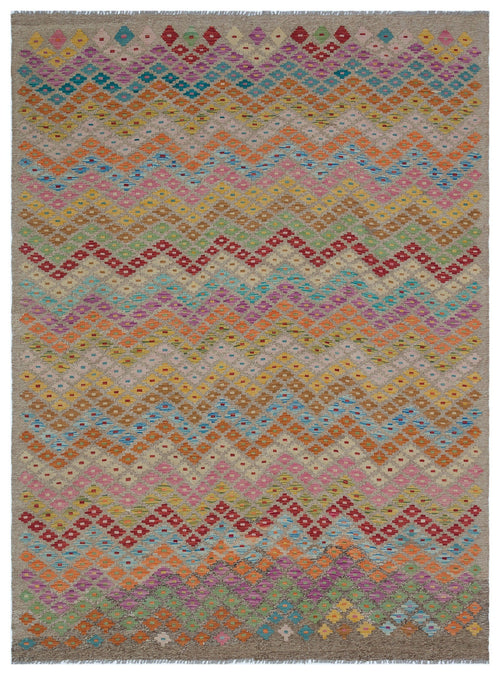Selanik Beige Vintage Wool Handmade Area Rug 6'3" x 8'2"