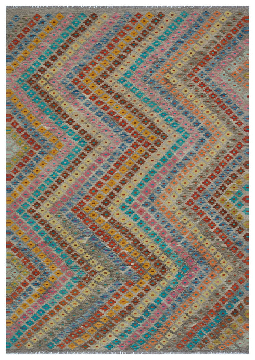 Selanik Beige Vintage Wool Handmade Area Rug 5'7" x 8'6"