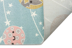 Kids Space Rug – Blue Patterned Children's Carpet With Soft Texture & Anti Slip