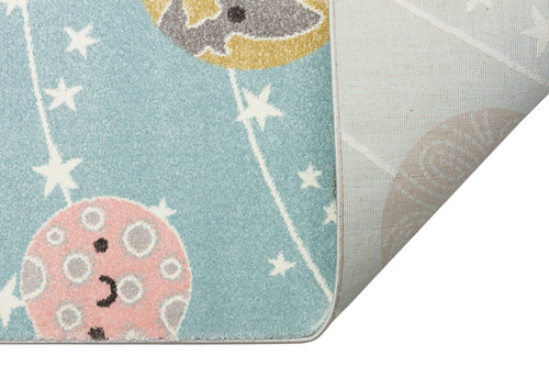 Kids Space Rug – Blue Patterned Children's Carpet With Soft Texture & Anti Slip