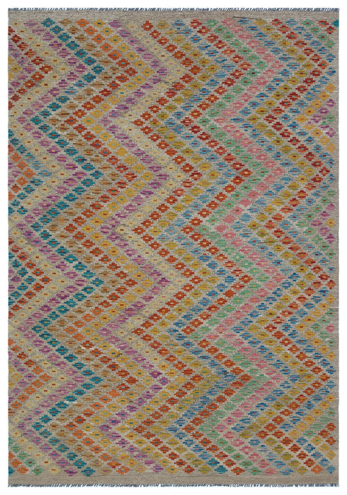 Selanik Beige Vintage Wool Handmade Area Rug 5'8" x 8'2"